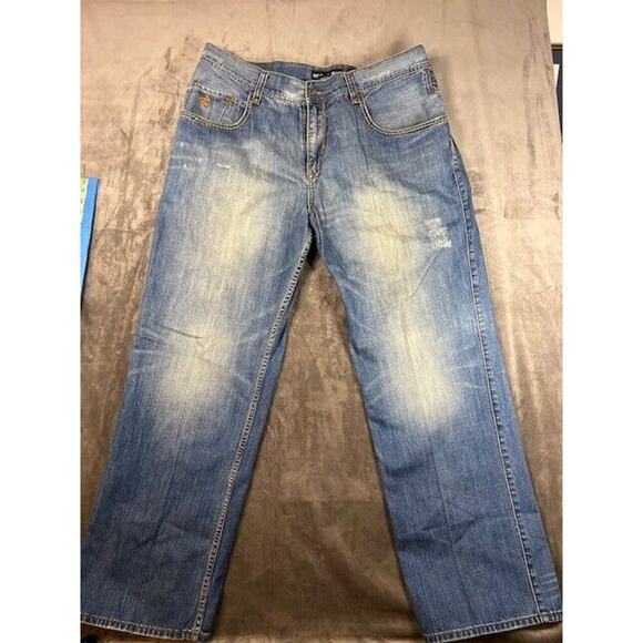 ROCAWEAR JEANS SIZE 42 W. medium Blue Denim Regular Fit Zip Fly Roca Wear Y2K‎ - Picture 1 of 8